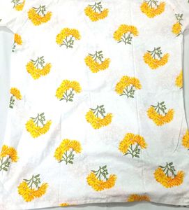 Short White Kurta with Yellow Floral Print