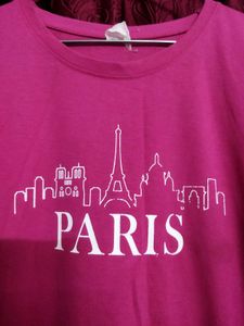 Pink Paris Skyline Graphic T-Shirt