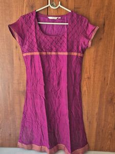 Purple Embroidered Kurti Top