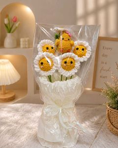 Crocheted Flower and Chick Bouquet