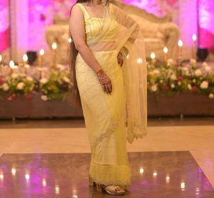 Elegant Yellow &amp; White Saree