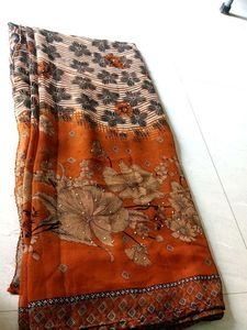 Elegant Orange Floral Saree