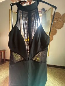 Black Mesh Panel Dress:UNUSED