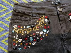 Embellished Black Denim Shorts