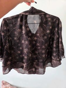 Sheer Floral Button-Up Shirt