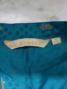 Elegant Teal Kurta with Gold Print