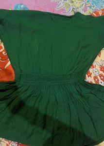Emerald Green Kurti with Smocked Waist