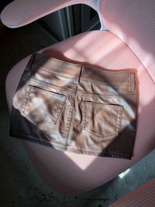 H&amp;M Brown Faux Leather Mini Skirt