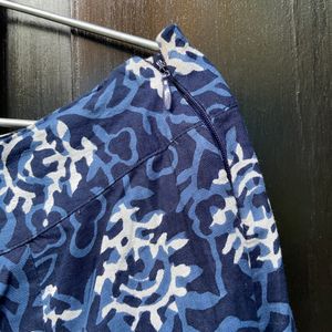 Indigo printed midi skirt