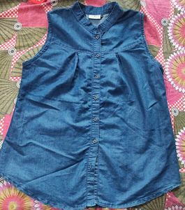 Tom Tailor Blue Denim Sleeveless Shirt