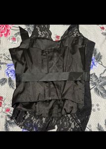 COMBO Elegant Black Lace Halter Top + Pink to
