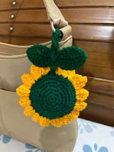 Crocheted Sunflower Bag Charm