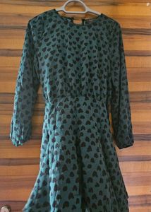 Teal Heart Print Midi Dress