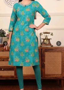 W Green Floral Printed Kurta 💚