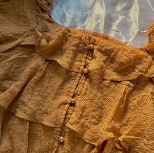 Ruffled  Brown Boho Blouse/Top