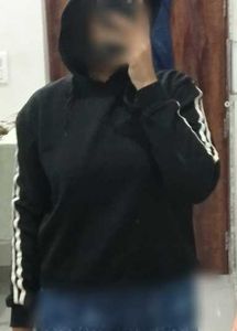 black Hoodie with White Stripes on side