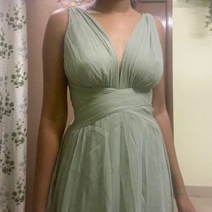 Stylised Back Chiffon Longline Gown
