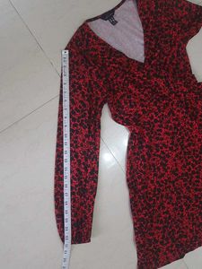 NEW IMPORTED - Red &amp; Black Floral Print Midi Dress