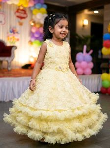Yellow Ruffled Flower Dress