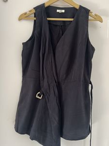 Chic Sleeveless Black Wrap Top