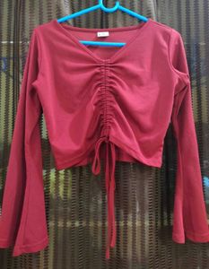 Chic Ruched Long-Sleeve Crop Top