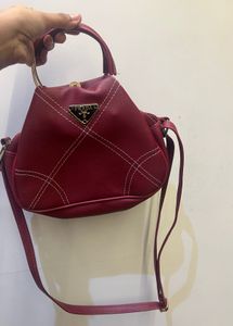 Maroon Handbag with Sling (cherry colour coded)