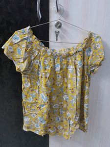 Yellow floral Half Shoulder top