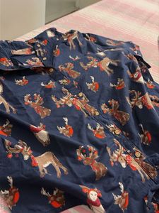 Festive Reindeer Print Button-Up Shirt size-L