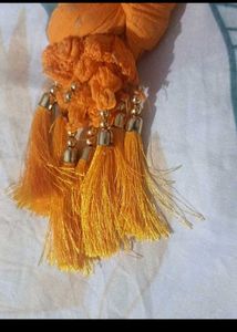 Orange Dupatta with Tassels