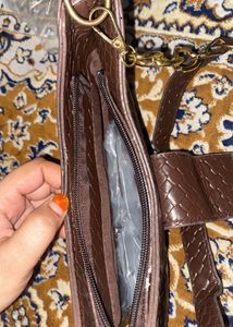 Chic Brown Woven Shoulder Bag