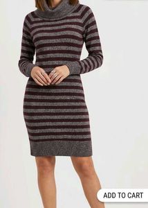 Cozy Striped Cowl Neck Tunic