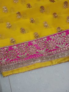 Vibrant Yellow Embroidered Saree