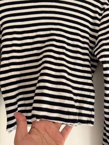 Striped Crop Top with Ruffle Detail