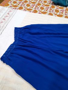 Blue Palazzo Pants with Tie Waist