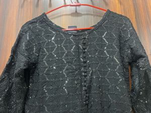 Black Embroidered Kurti w Sequin work