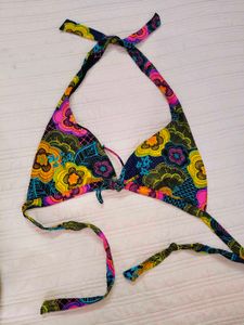 Vibrant Floral Print Bikini Top