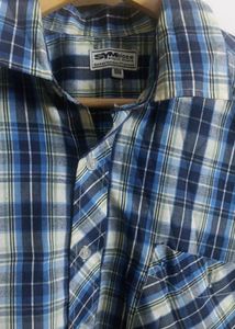 Men's Blue Plaid Long Sleeve Shirt