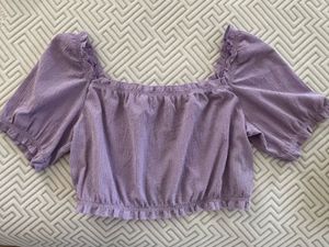 Lilac Off-Shoulder Crop Top