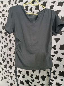 Lulu&amp;sky Chic Ruched V-Neck T-Shirt