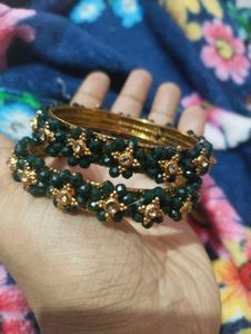 Heavy Golden Green Bangles