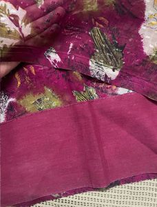 Pink Paisley Print Saree