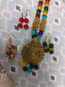 Bohemian Beaded Necklace &amp; Earring Set