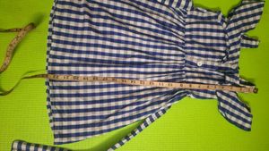 Blue Gingham Cold Shoulder Dress