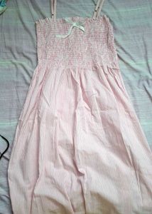 Pink Striped Smocked Dress