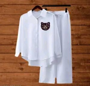 Chic White Button-Down Shirt with Patch Detail