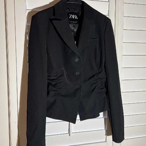 Zara gathered blazer with slit arm.