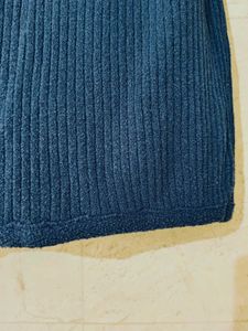 Blue Ribbed Knit Top