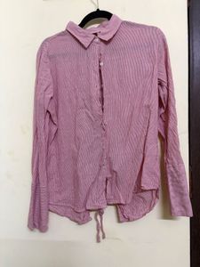 Chic Pink Striped Button-Up Top