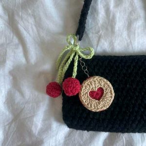 Handmade Crochet Cherry Keychain