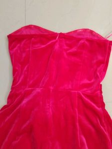 Vibrant Pink Strapless Velvet Dress
